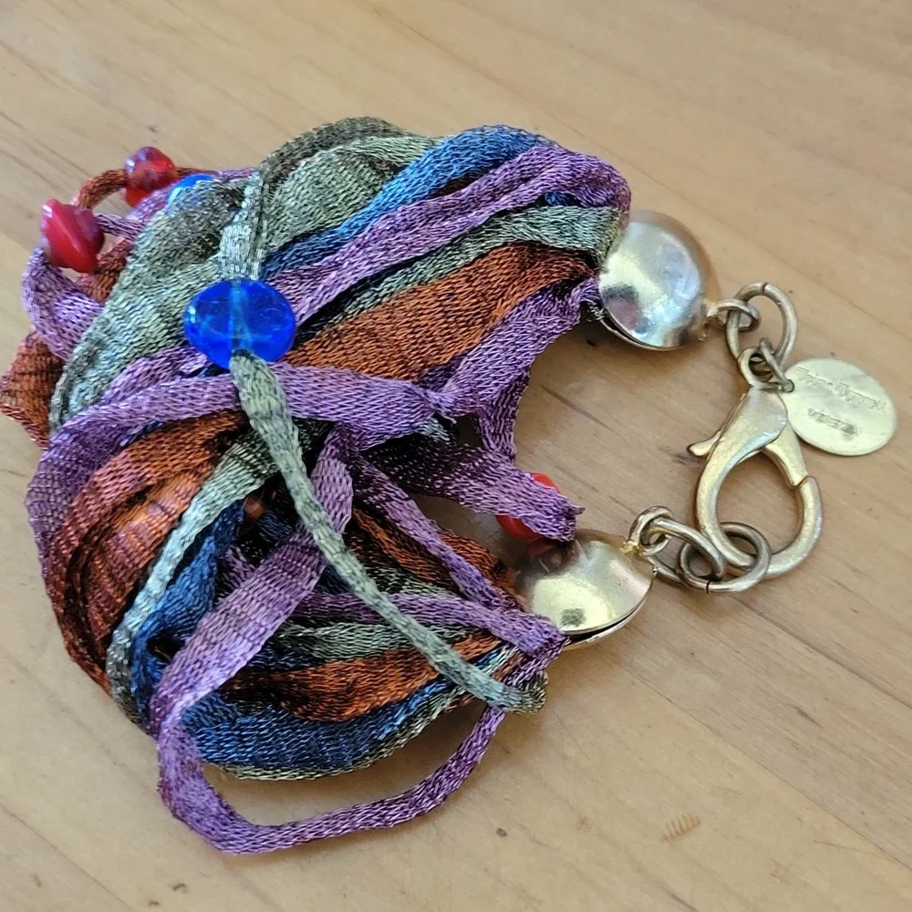 TRINA TYGRETT Venezia Murano Glass Mesh Ribbon Bracelet Signed Wearable Art